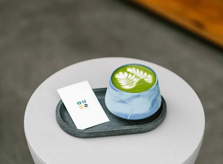 Matcha latte with latte art